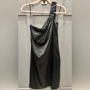 Express Black One Shoulder Silk Dress